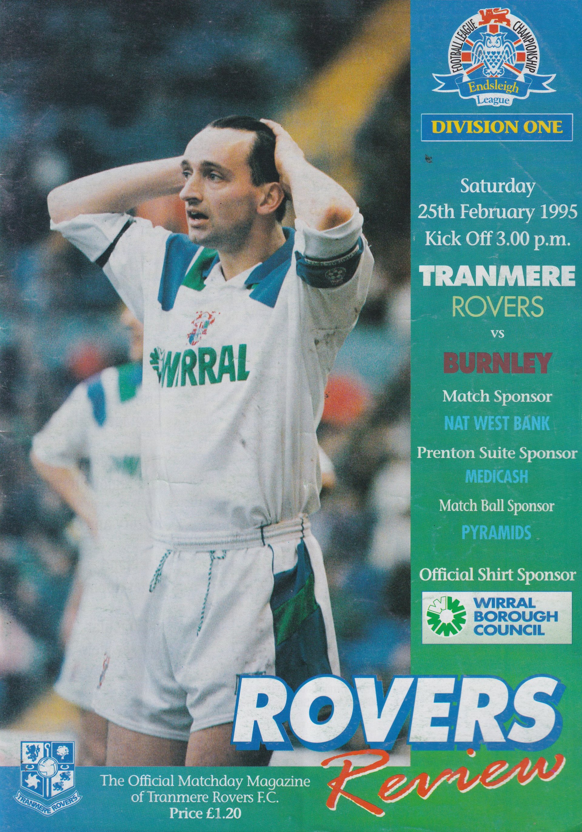 Tranmere Rovers v Burnley match programme
